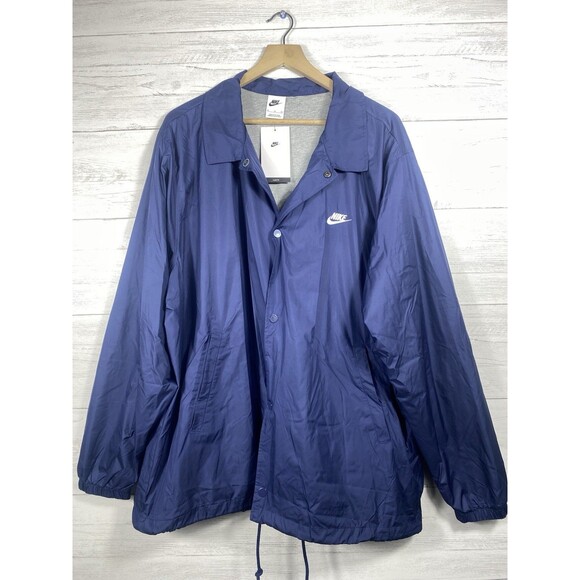 Nike Club Coach Jacket Mens XL Lightweight Navy Casual Snap FN3316-410 BNWT - Picture 1 of 4